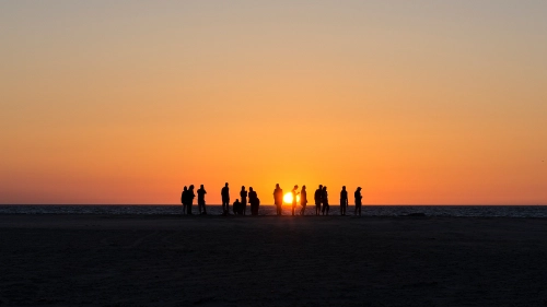 Group at sunset